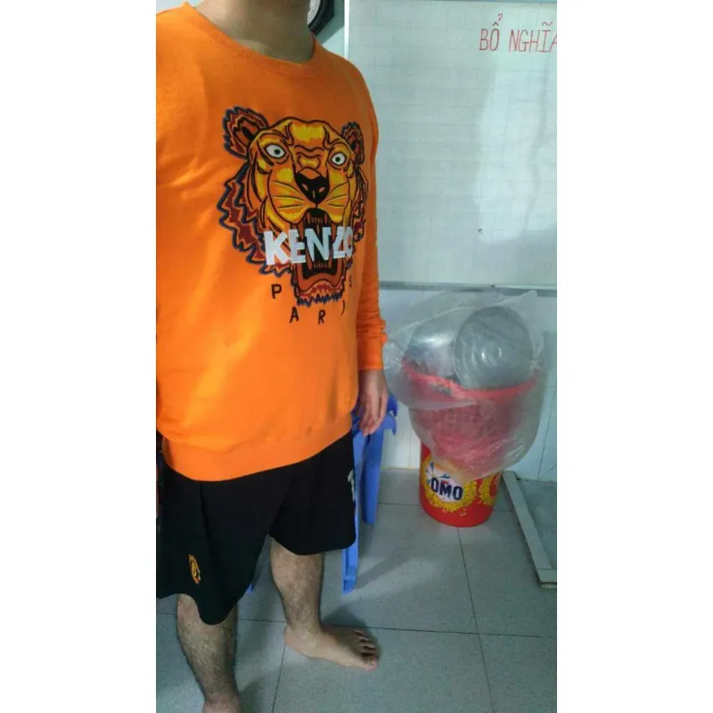 Áo khoác tay dài Kenzo màu cam thêu đầu hổ 719704