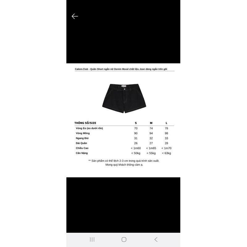 QUẦN SHORT NGẮN NỮ CẠP TRỄ CALEM CLUBC CHẤT LIỆU JEAN - MÀU XANH THAN 738905