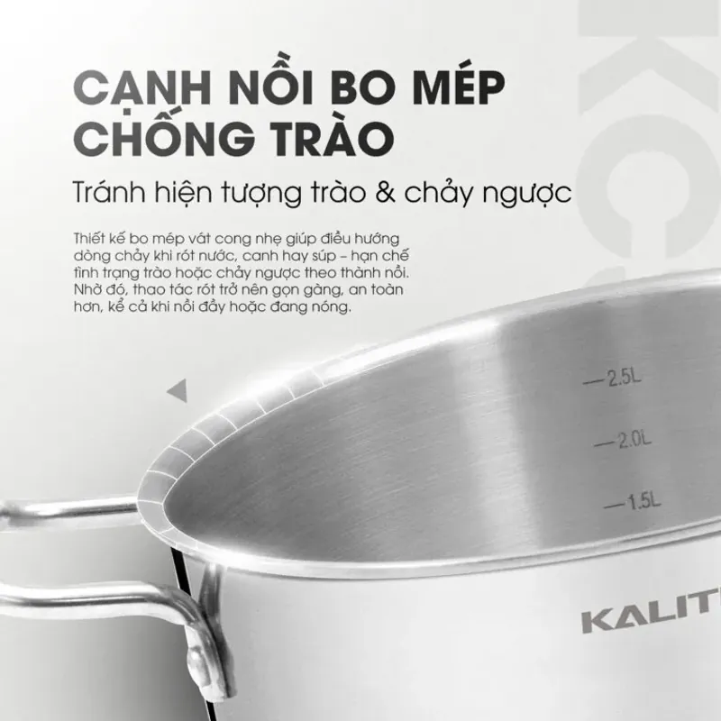 Bộ 3 nồi inox liền khối KALITE KCS366 – Bộ 3 size 18-20-24cm linh hoạt 782563
