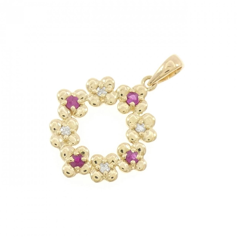 K18YG Hoa Ruby Pendant - Hàng hiệu Authentic 862315