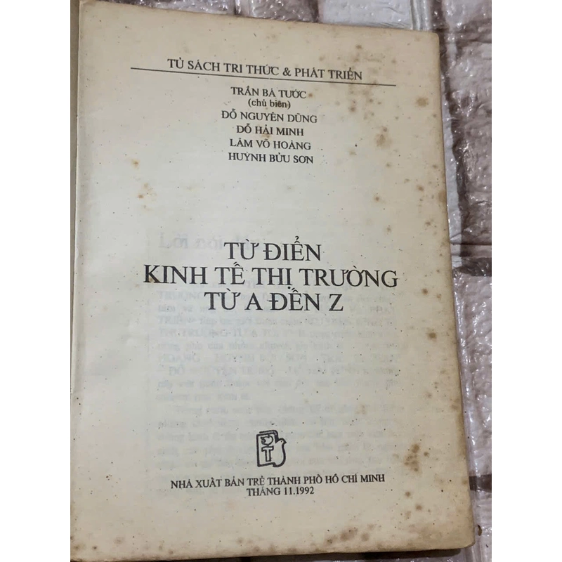 Từ điển Kinh tế thị trường từ A đến Z- nxb Trẻ 1992 539903