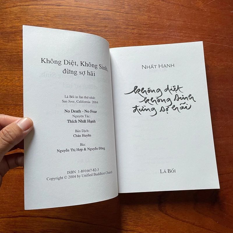 II Tựa sách: Không Diệt Không Sinh Đừng Sợ Hãi - Nhất Hạnh - Lá Bối - 2004 475970