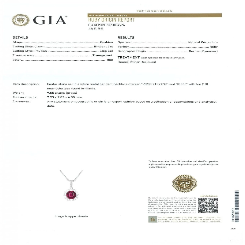 Dây chuyền ruby PT900/PT850 2.139CT xuất xứ từ Myanmar - Hàng hiệu chính hãng 861457