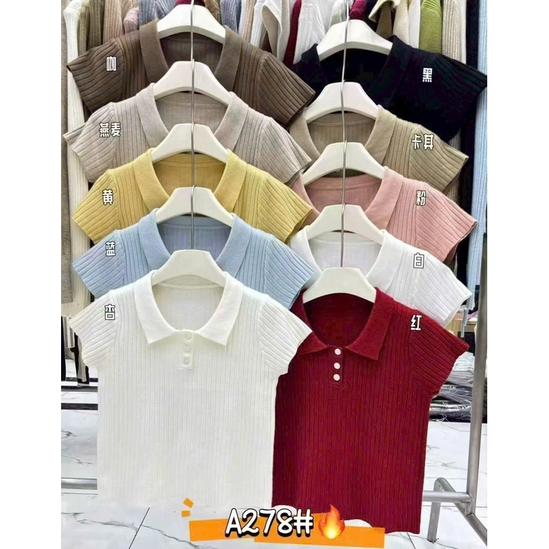 Áo Len nữ QC hàng new trơn cổ polo màu nâu đậm 40-63kg  546766