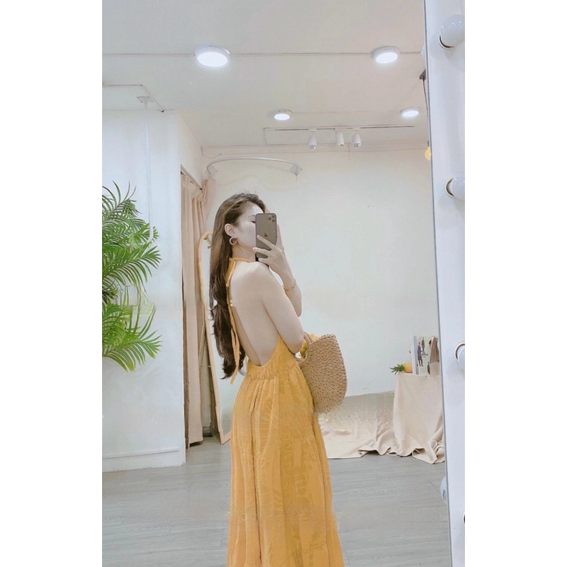 Đầm cổ yếm hở lưng đi biển 474113