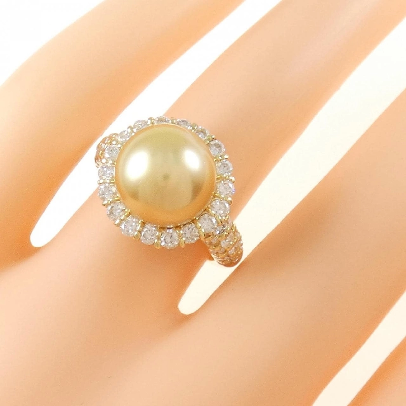 Nhẫn ngọc trai trắng K18YG 10.5mm 671238