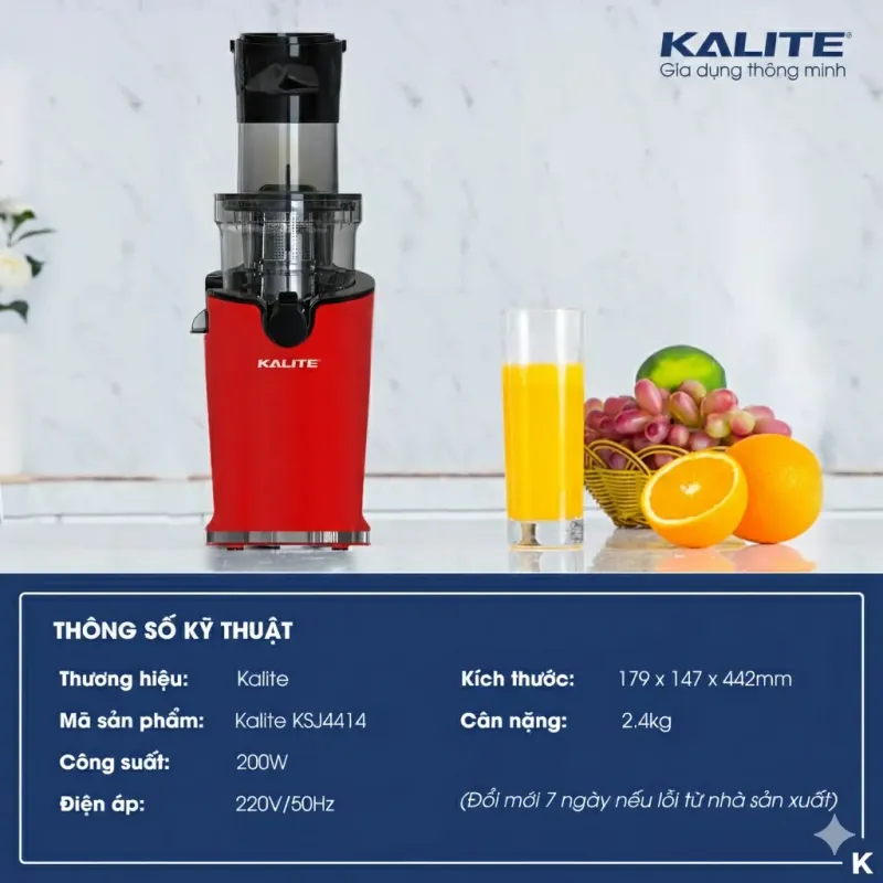 🥤 Máy ép chậm KALITE KSJ4414 – Ép đa dạng, giữ trọn dưỡng chất tự nhiên 782846