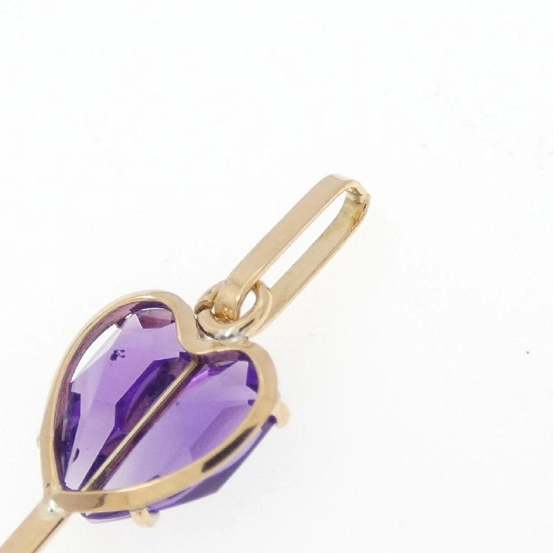 K18YG Heart × Key Amethyst Pendant - Hàng hiệu Authentic 862617