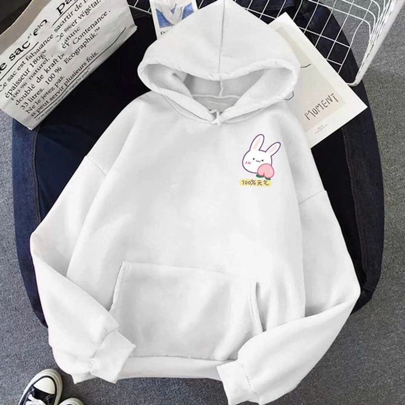 ÁO KHOÁC NỈ HOODIE LOGO THỎ CUTE NAM NỮ. CHẤT NỈ LÓT BÔNG. HÀNG Y HÌNH 357328