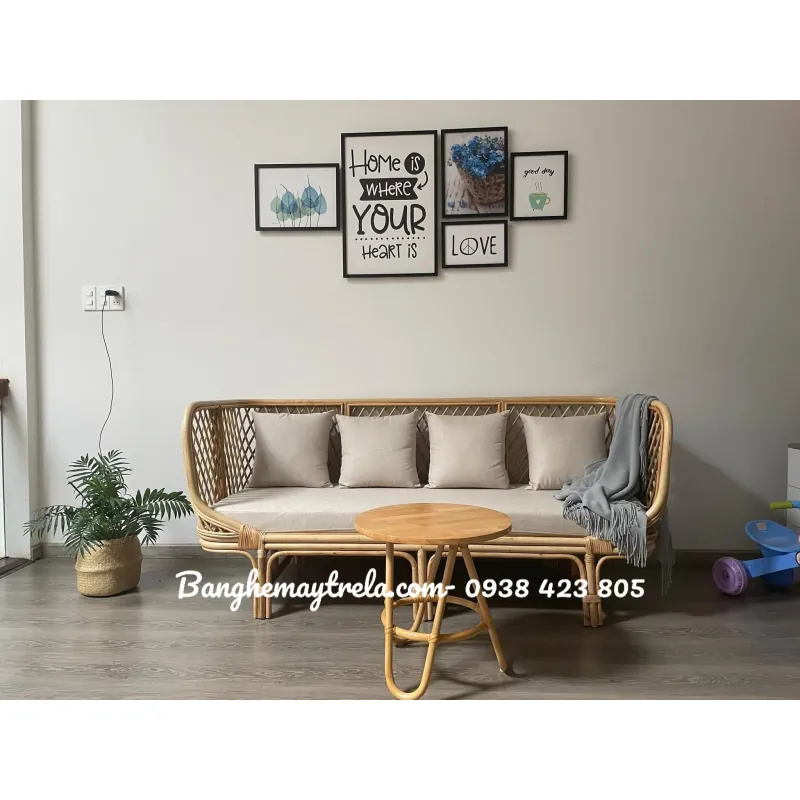 Ghế sofa mây tự nhiên hiện đại lưng caro 701587