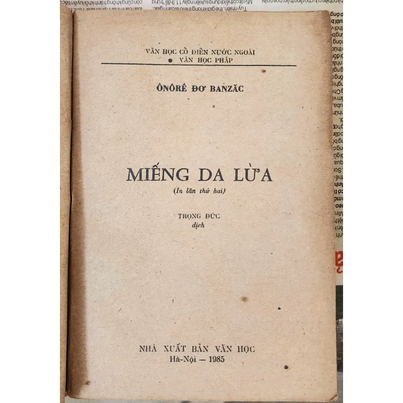 Tiểu thuyết MIẾNG DA LỪA (Honoré de Balzac) - 323 trang, in năm 1985 752687