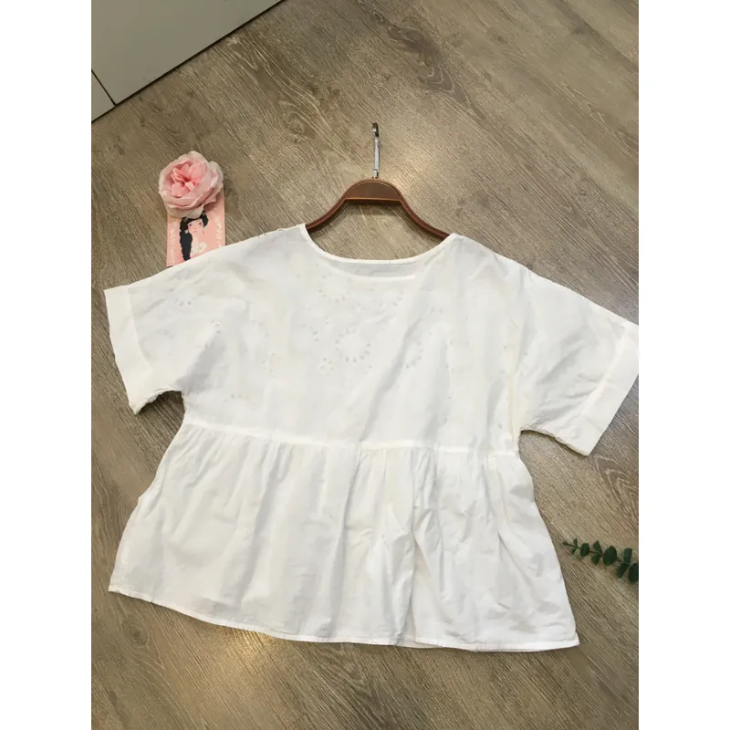 [Siêu Phẩm Nhật] Áo kiểu mori vintage hoa thêu xô thô đục lỗ dáng xoè babydoll Nhật 695500