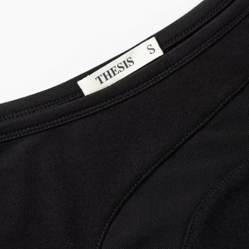 Croptop lưới 1 tay cotton pha lưới dày tay 760056