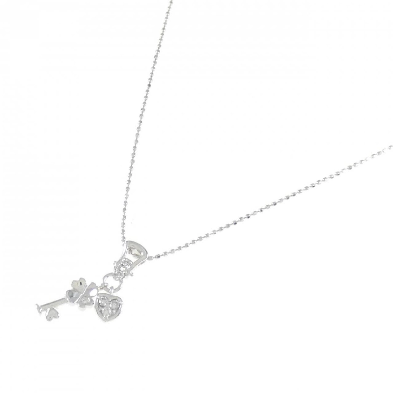 K18WG Mặt Dây Chuyền Hình Tim × Cỏ Ba Lá × Chìa Khóa Đính Kim Cương 0.06CT - Hàng hiệu Chính Hãng 862483