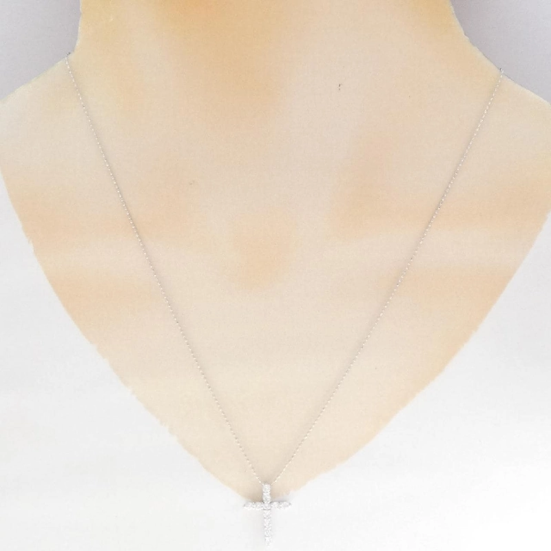 K18WG Dây chuyền kim cương chéo 0.50CT - Hàng hiệu Authentic 858338