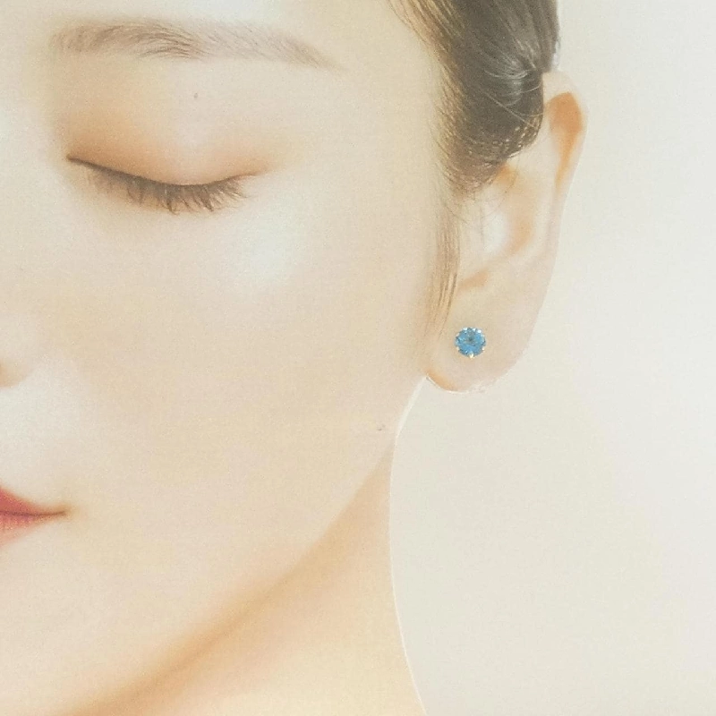 K18YG Blue Topaz Earrings - Hàng hiệu Authentic 874124