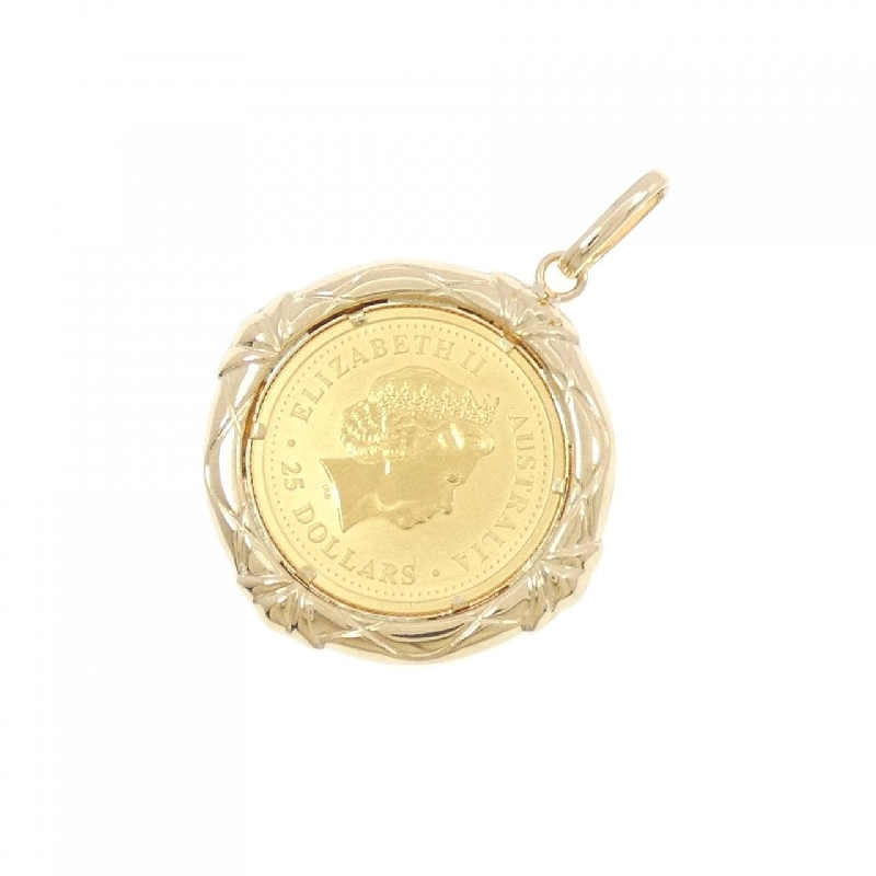 K18YG(枠) Đồng xu Mặt dây chuyền - Hàng hiệu Authentic 866342