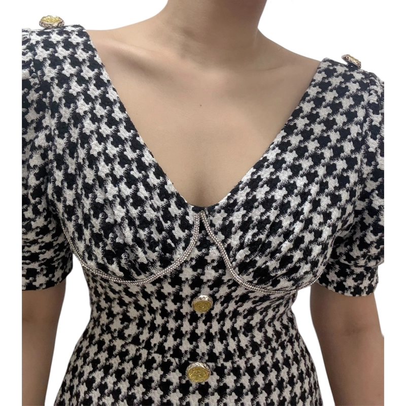 Đầm váy caro trắng đen nữ size m 445899