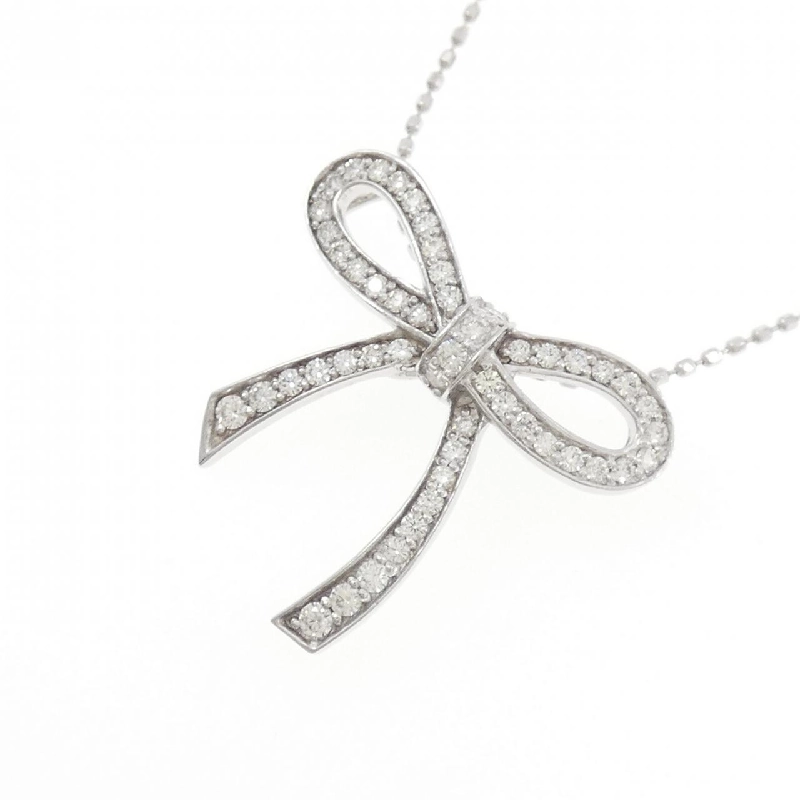 K18WG/750WG Dây chuyền kim cương hình ruy băng 0.27CT - Hàng hiệu Chính hãng 857325