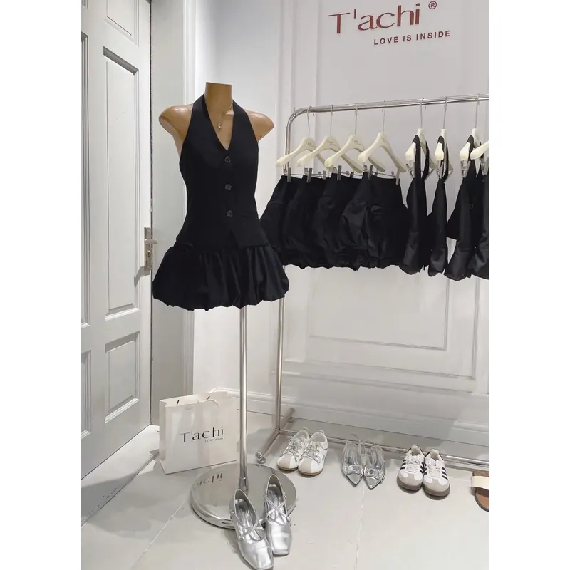 Set áo cổ yếm + chân váy 674516