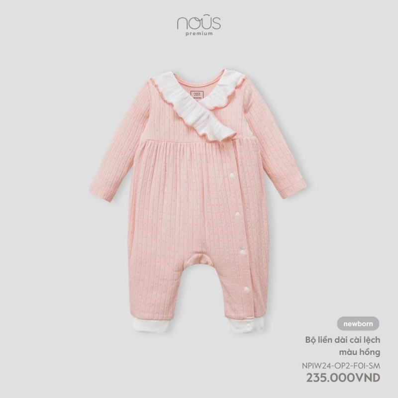 Bộ liền cài lệch màu hồng nous 443127