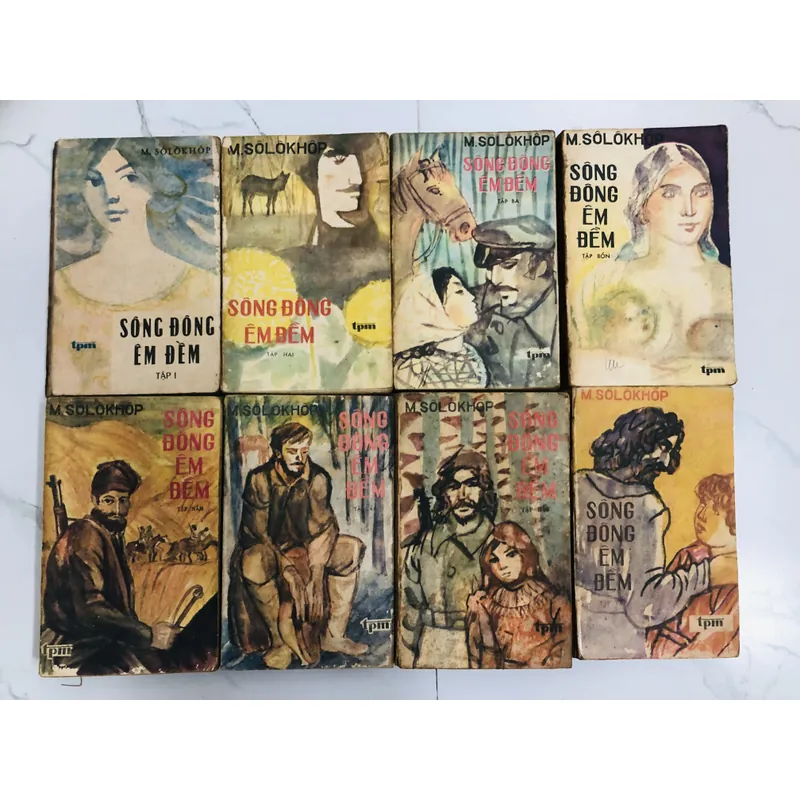 Sông Đông êm đềm - trọn bộ 8 tập, bìa gáy tốt, tranh bìa của Sỹ Ngọc, Nguyễn Thuỵ Ứng dịch 674004