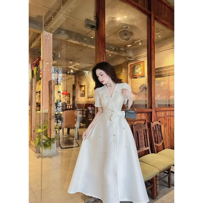 Đầm trắng dài dự tiệc 509620