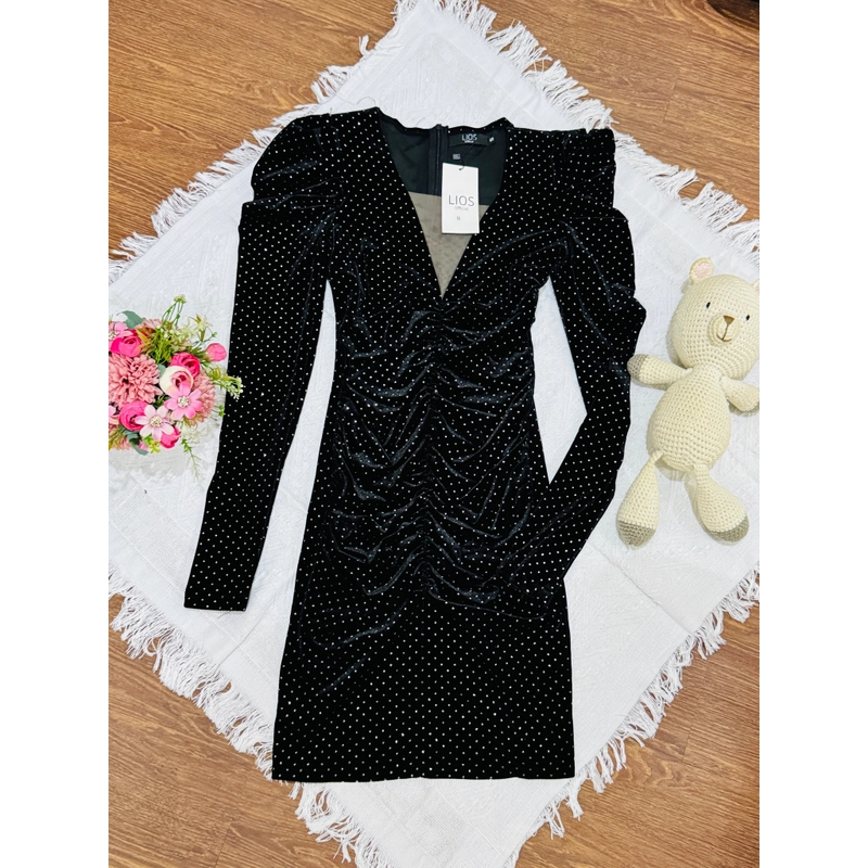 Váy dự tiệc, Sz S , thun co giãn 4 chiều, màu đen kim tuyến , mới nguyên tem mác 475748