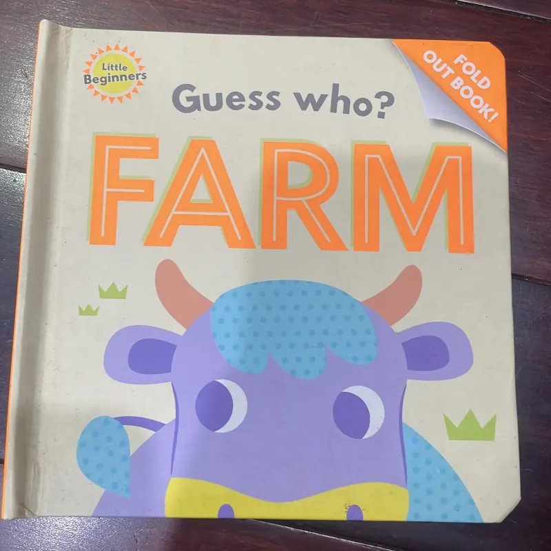 NGOẠI VĂN SÁCH TIẾNG ANH TRẺ EM : GUESS WHO? FARM - fold out book! Little beginners  1028116