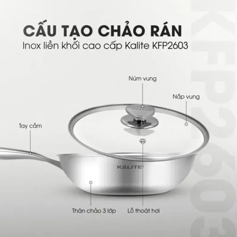 Chảo Rán Inox Liền Khối Cao Cấp Kalite KFP2603 – Hiệu Suất Bắt Từ 98%, Size 26cm Tiện Lợi 589196