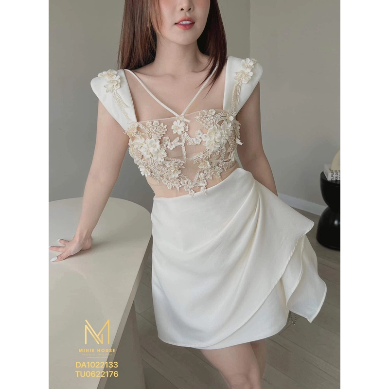 Váy đầm dự tiệc trắng size S chưa mặc 273498