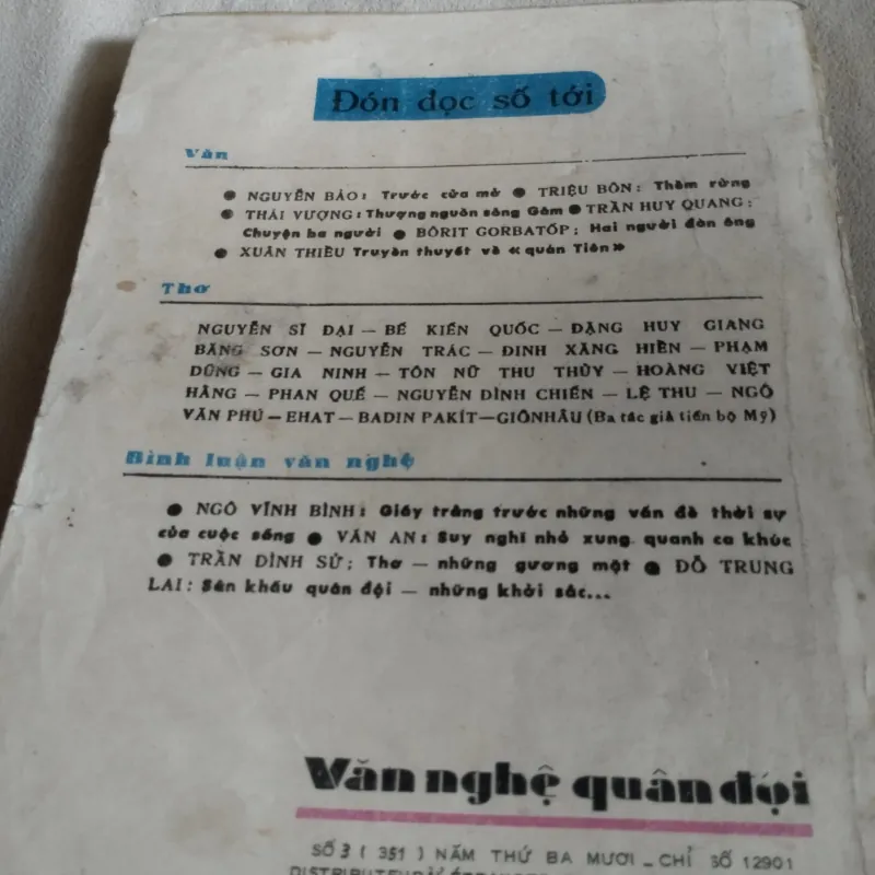 tạp chí Văn nghệ Quân đội, số 3 phát hành năm 1986.  761712