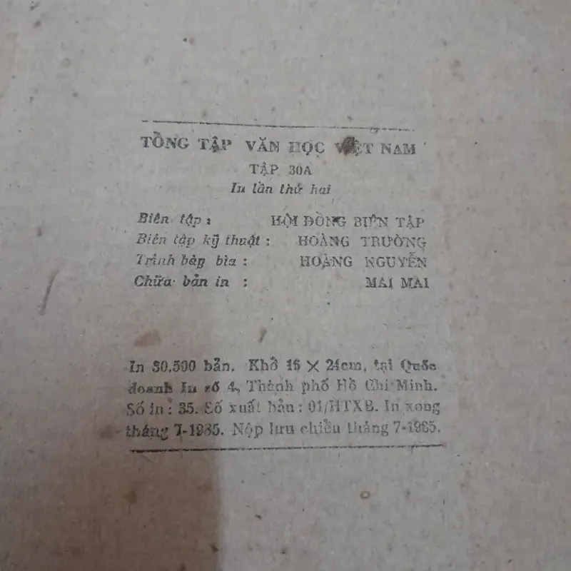 Tổng tập Văn học Việt Nam tập 30A. NXB Khoa học Xã Hội HN 1985 728643