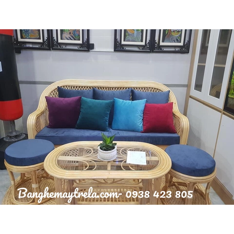 Bàn ghế sofa mây phòng khách nhỏ gọn 479374