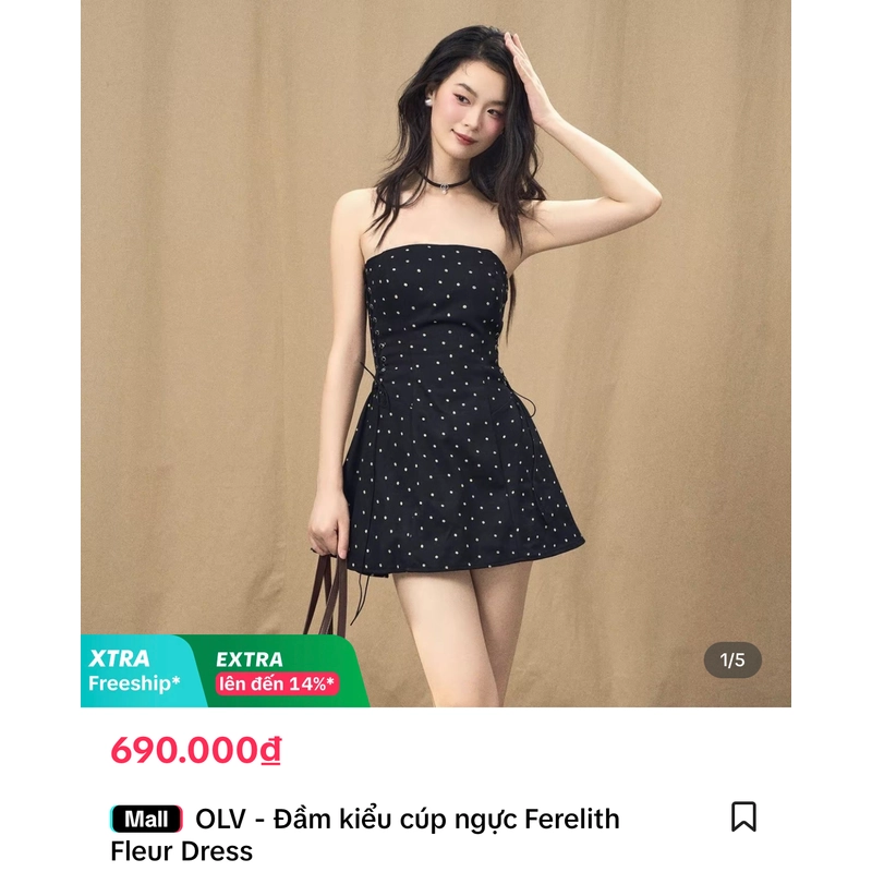Đầm cúp ngực chấm bi OLV size M 499326