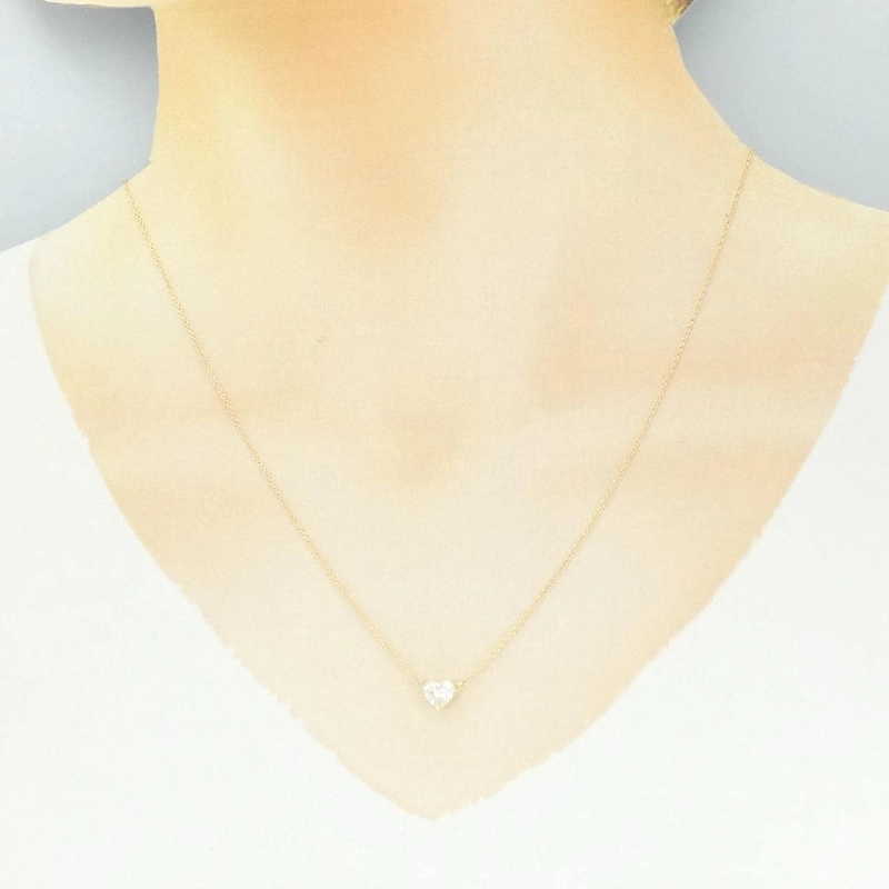 K18YG Dây chuyền kim cương 0.556CT H SI2 hình trái tim - Hàng hiệu Chính hãng 875430