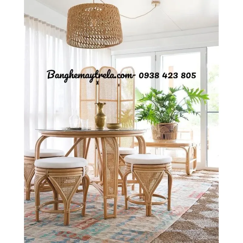 Bàn ghế ăn mây tre 783595
