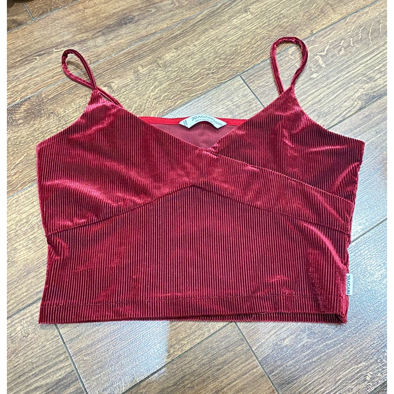QUÀ 0Đ CHO ĐƠN QUẦN ÁO/ ĐỒ DÙNG KHÁC TRONG SHOP**** ÁO CROPTOP 2 DÂY NHUNG FREESIZE ĐỎ MẬN 537378