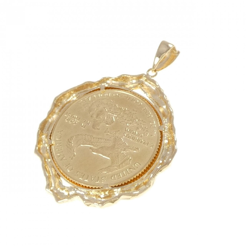K18YG(枠) Mặt dây chuyền đồng xu - Hàng hiệu Authentic 865922