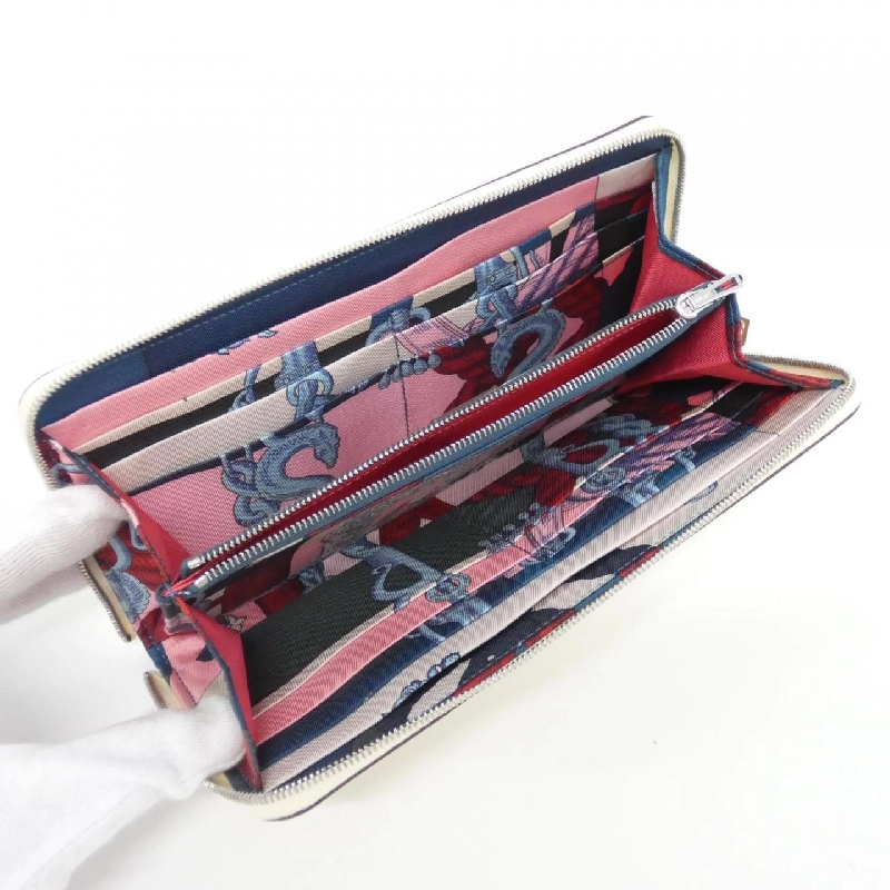 【Sản phẩm chưa sử dụng】Ví Hermes DELLA CAVALLERIA bằng lụa trong cổ điển 069645CK 621399