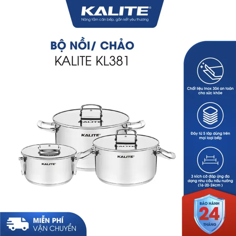 Bộ 3 nồi KALITE KL381 – Đa năng, bền bỉ, tiện lợi cho mọi gian bếp 596056