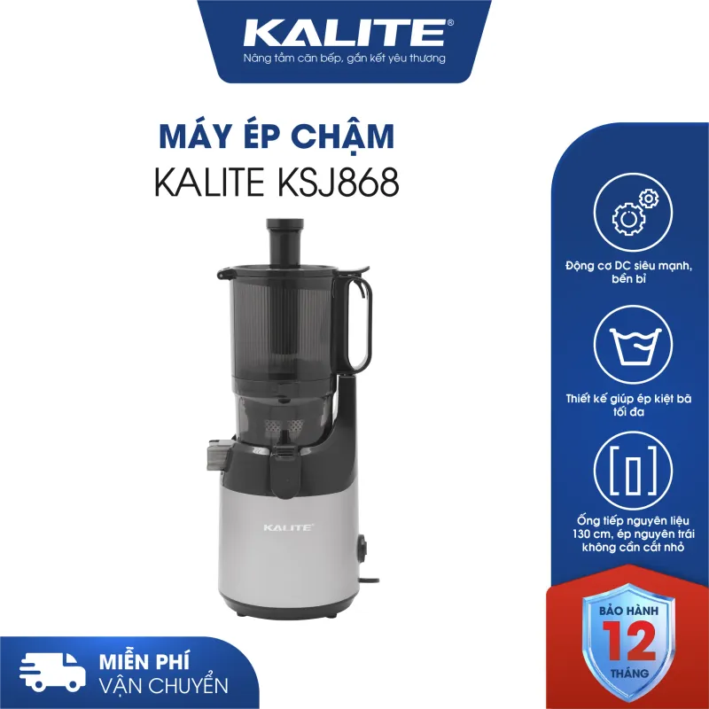 🍹 Máy ép chậm KALITE KSJ868 – Động cơ DC siêu khỏe, ép kiệt bã tối đa 792827