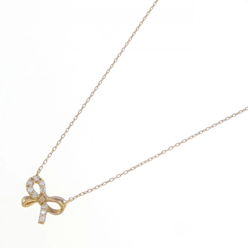 K18PG Dây chuyền kim cương hình ruy băng 0.05CT - Hàng hiệu Chính hãng 862553