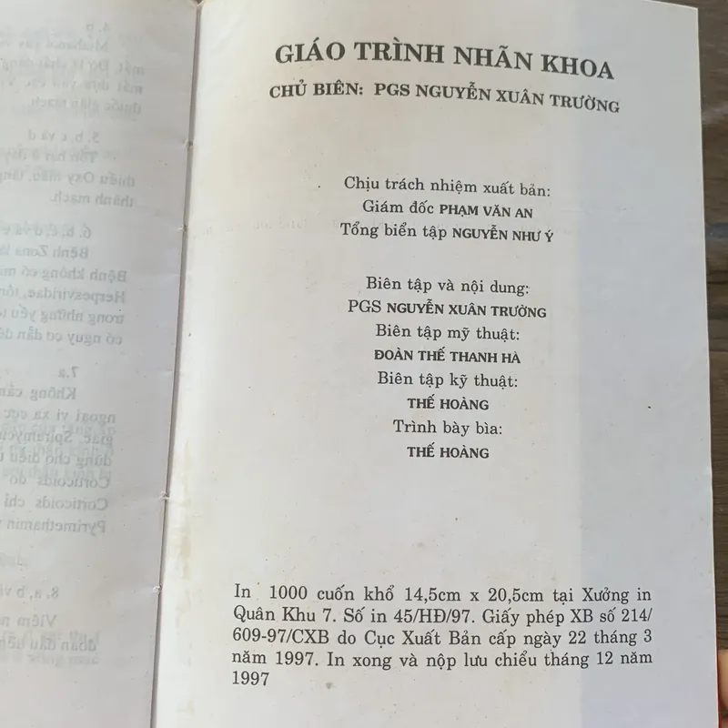 Giáo trình nhãn khoa, Nguyễn Xuân Trường 713182