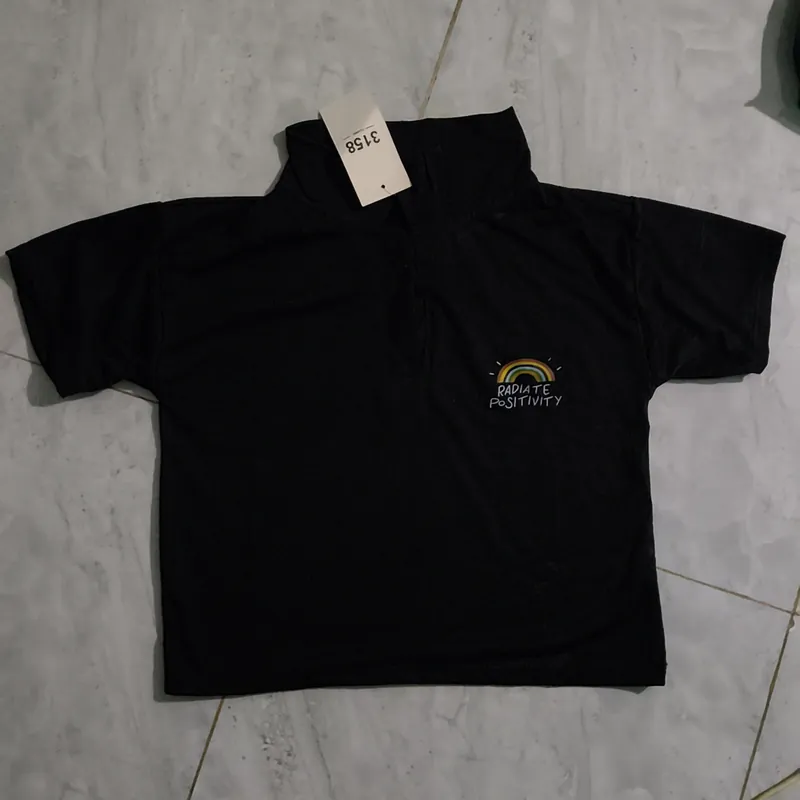 Áo croptop polo cầu vòng nữ free size màu đen nguyên mác 568136