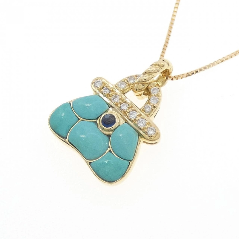 K18YG Mặt dây chuyền đá màu - Hàng hiệu Authentic 860204