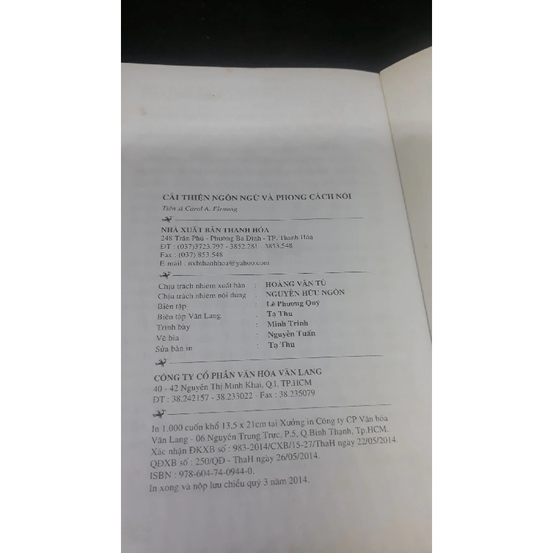 Cải thiện ngôn ngữ và phong cách nói 2014 - Ts.Carol A.Fleming new 90% HCM1206 911475