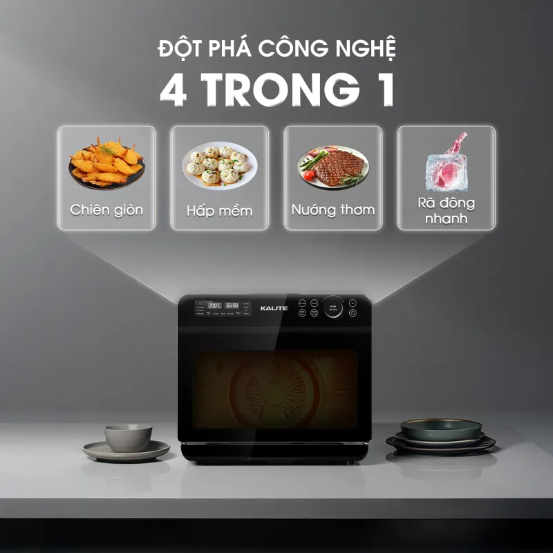 Nồi chiên hơi nước KALITE STEAM FUSION PRO, 4in1 chiên, hấp, nướng, rã đông, 20 lít 792903