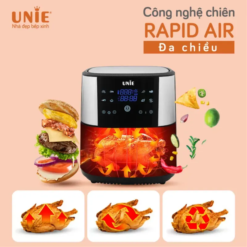 Nồi chiên không dầu UNIE UE-800 dung tích 8L, công nghệ chiên Rapid air đa chiều 931555