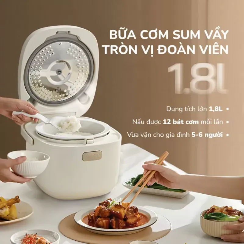 Nồi Cơm Điện Lòng Gốm UNIE URC818 – Dung tích 1,8L, Chống Dính Tự Nhiên 573059